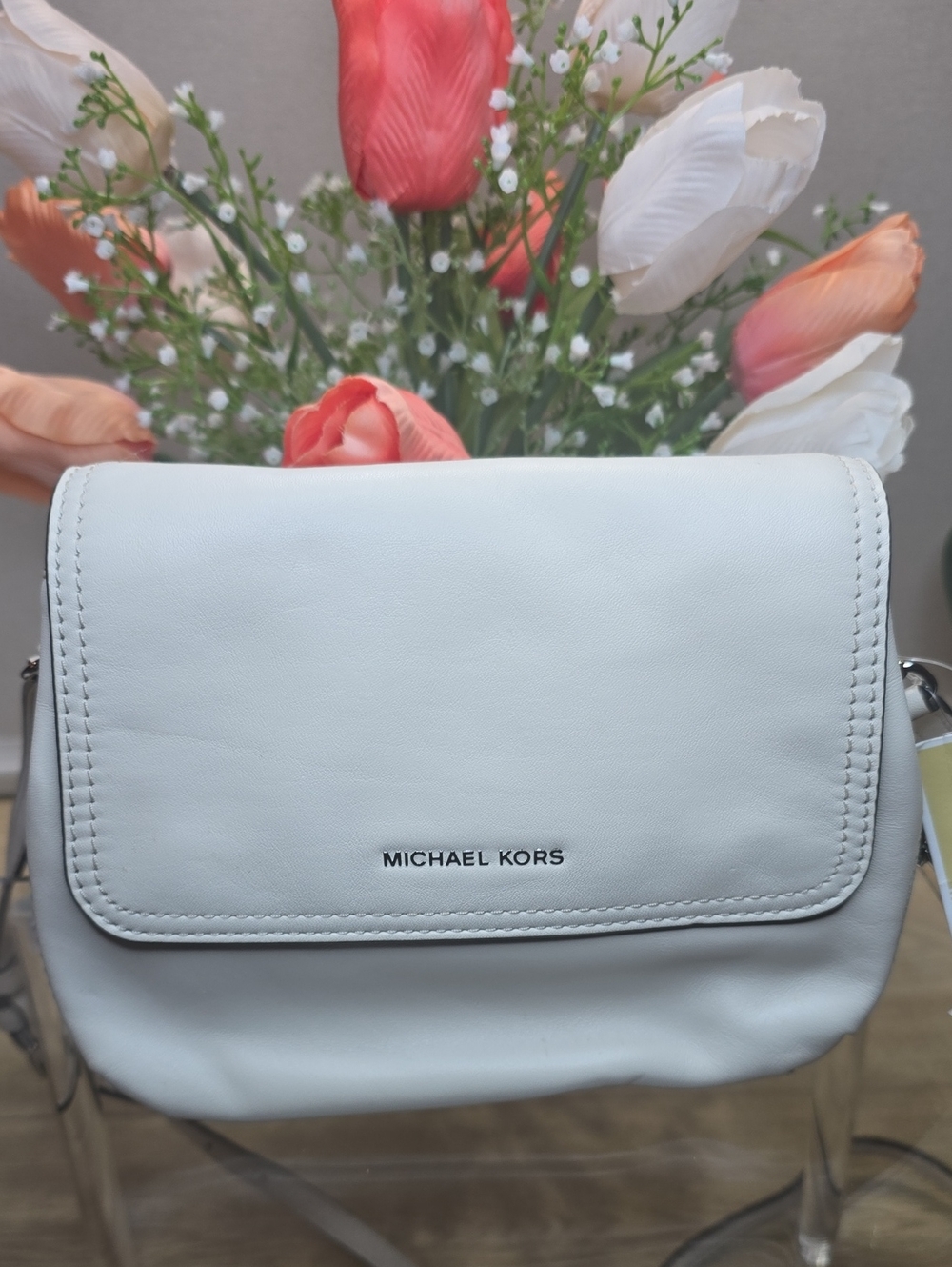 Michael Kors White Leather Crossbody Purse
